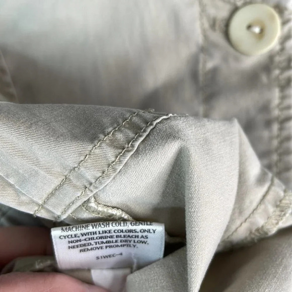 EILEEN FISHER Tan Utility Jacket Ruffled Neck Drawstring Waist Size XS - Picture 10 of 13